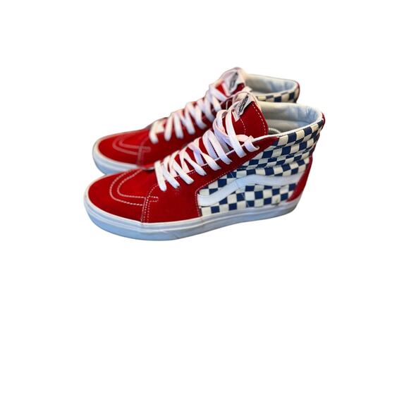 VANS high top lace up shoes size men’s 10.5 women’s 12 red white blue - Picture 1 of 12